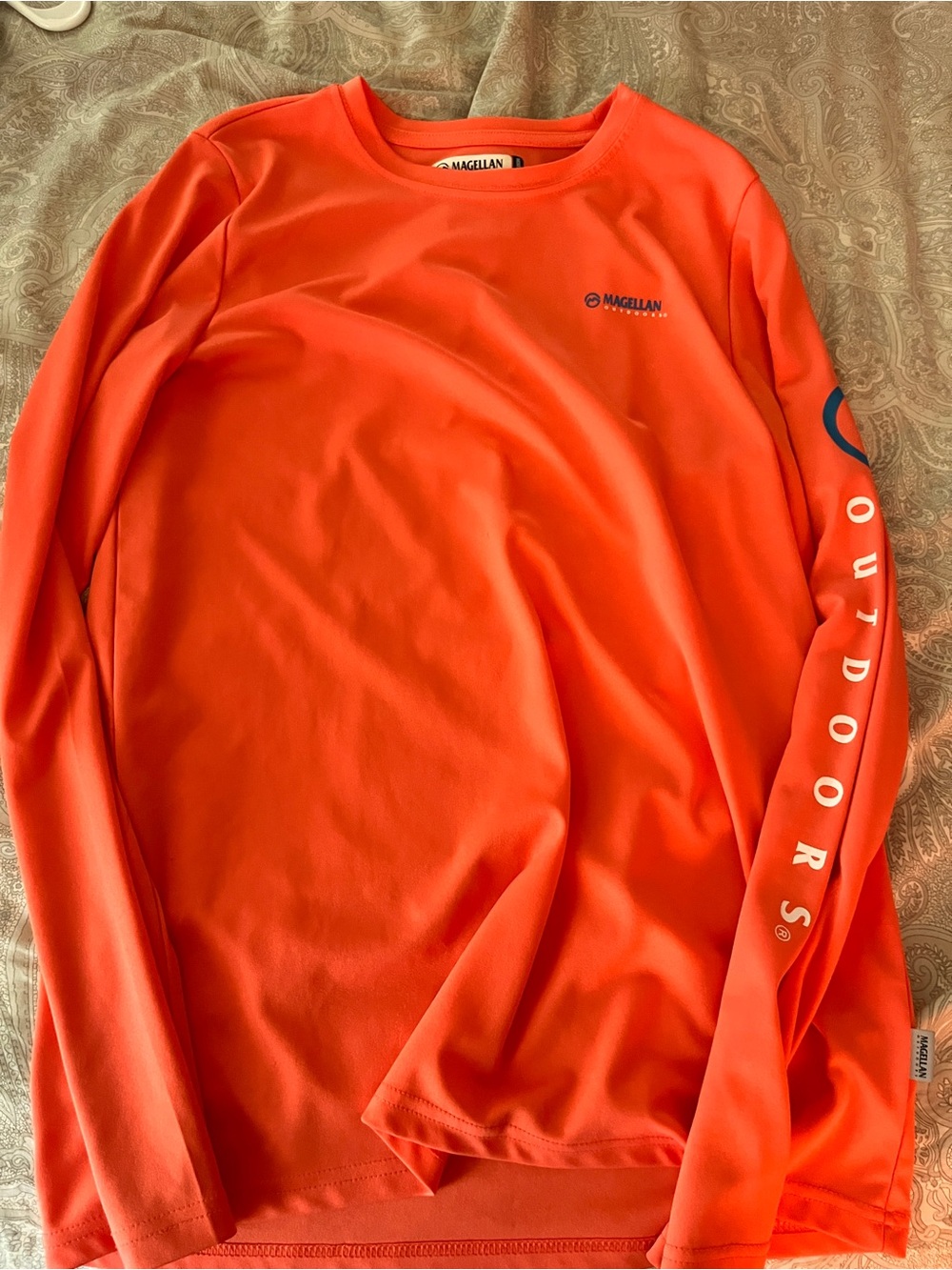 Magellan Outdoors Long Sleeve Performance Tee - Coral Orange